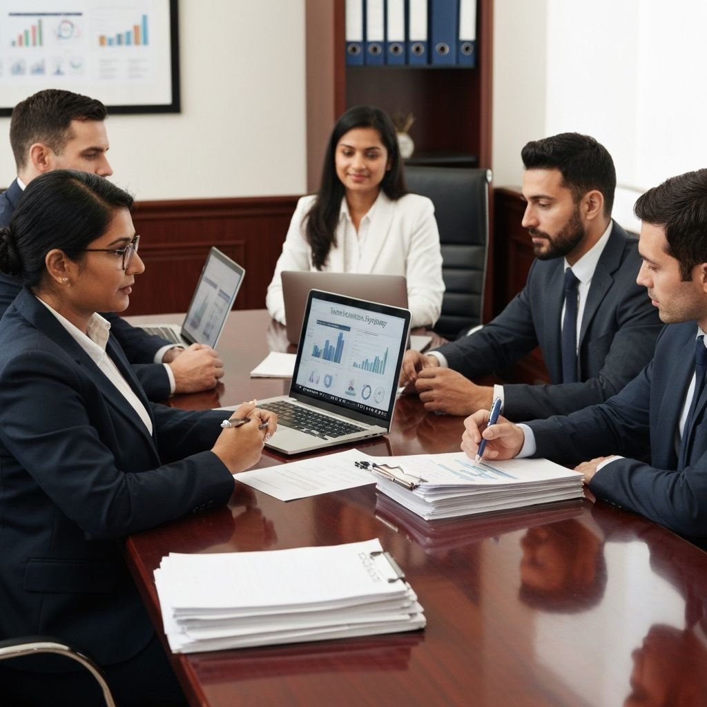 Professional business meeting discussing technology